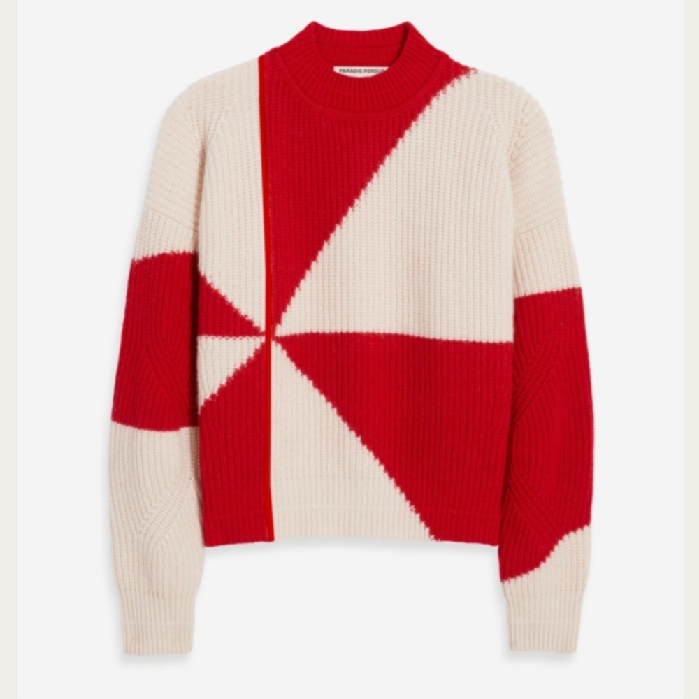 PARADIS PERDUS Jules Intarsia Ivory Red Sweater - Picture 2 of 14